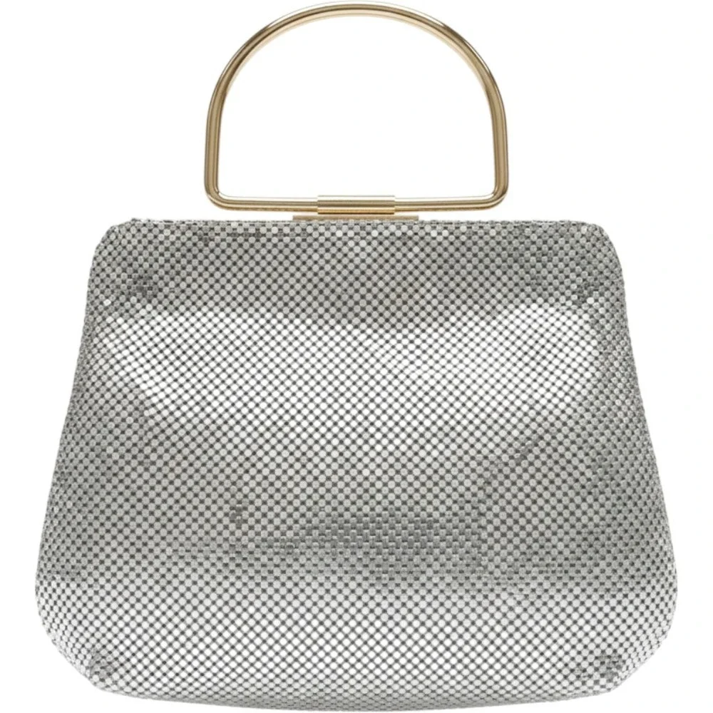 Estee and Lily Silver‎ Metal Mesh Evening Bag Gold Ring Handle Clutch Formal Bag